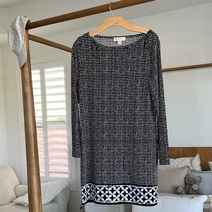 MICHAEL Michael Kors Black and White Long Sleeve Dress